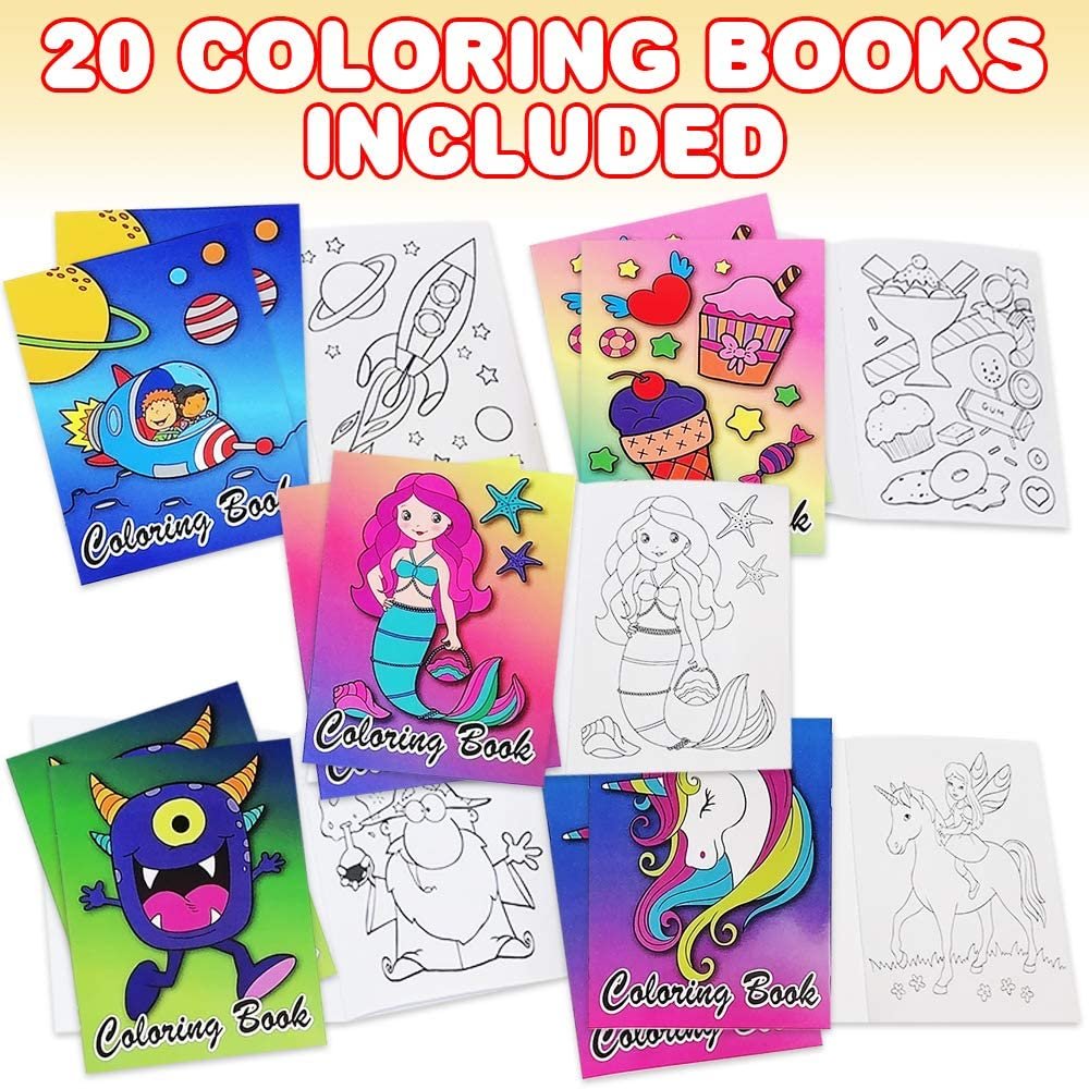 ArtCreativity Assorted Mini Coloring Books for Kids Birthday Party Gift,  Bulk Pack of 20